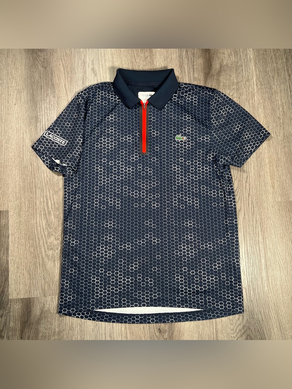 Lacoste Sport Men's Size Small Blue Ultra Dry Zip Performance Tennis Polo Shirt